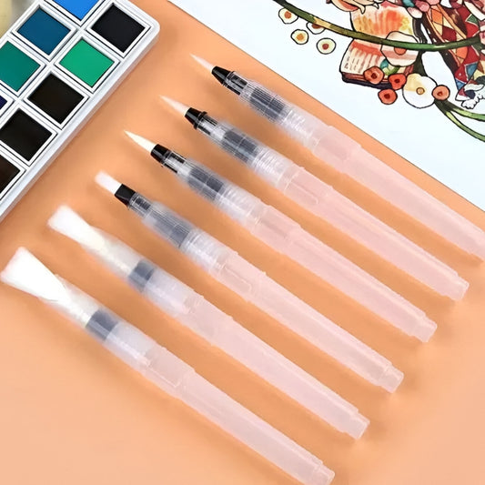 Navulbare aquarelpenselen (6 stuks)